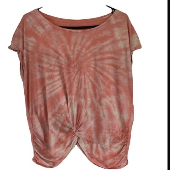 LUCKY BRAND Tie Die Pink Orange Creamsicle Swirl Twist Front Tee Womens Medium - Picture 7 of 15